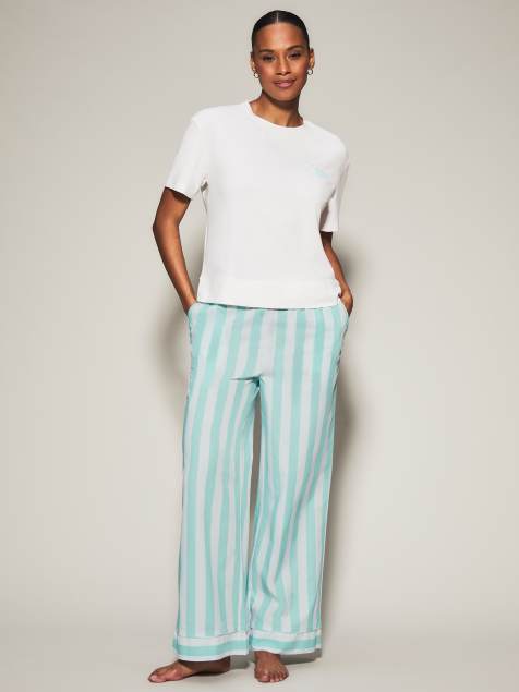 KBX Coffee stripe trouser and t-shirt set- blue in light blue - view 1