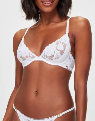 KBX Dolly non pad plunge bra in white - view 1