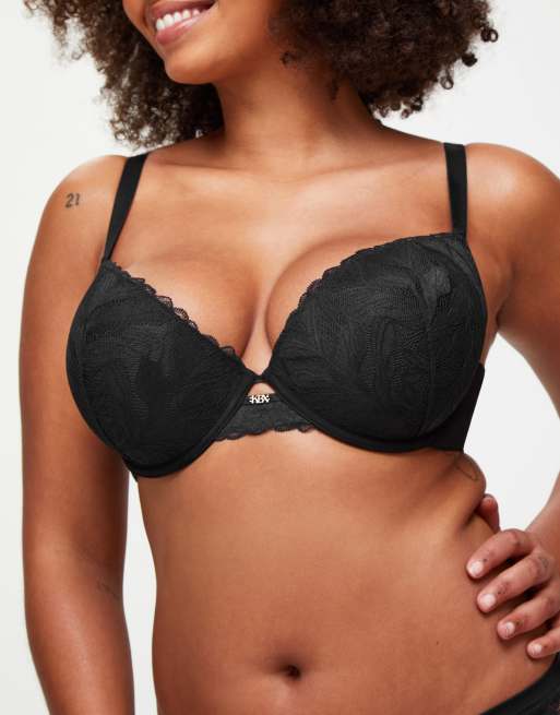 KBX Harper padded plunge bra in black, 3 of 4