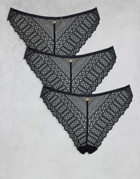 KBX lace 3 pack high leg brief in black - view 1