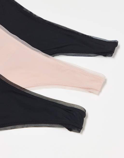 KBX micro 3 pack thong in black and nude, 2 of 3