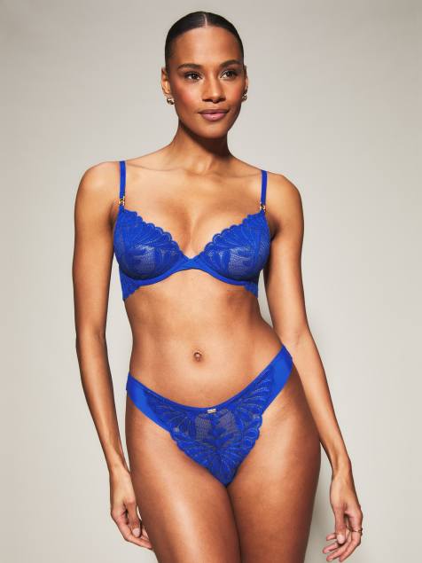 KBX Olivia non padded plunge bra in cobalt - view 1
