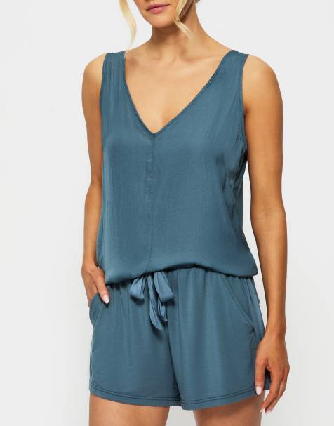 KBX Raye satin jersey short in blue