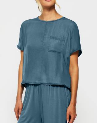 Kbx Raye Satin Jersey T-shirt In Blue