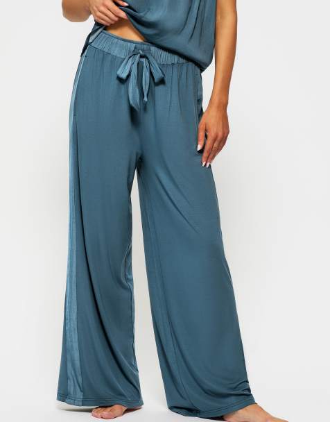 KBX Raye satin jersey trouser in blue - view 1