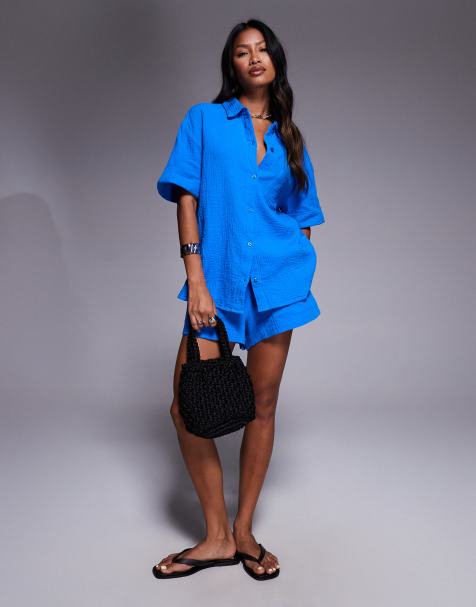 KBX short sleeve beach shirt in blue - view 1