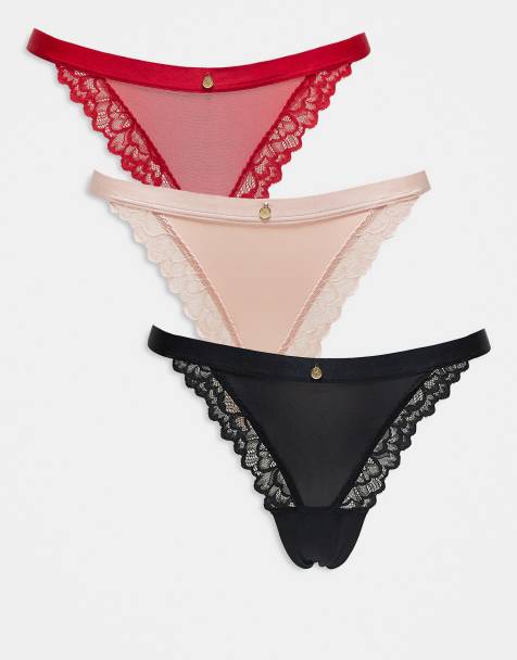 KBX – Svarta, rosa och röda stringtrosor, 3-pack - view 1