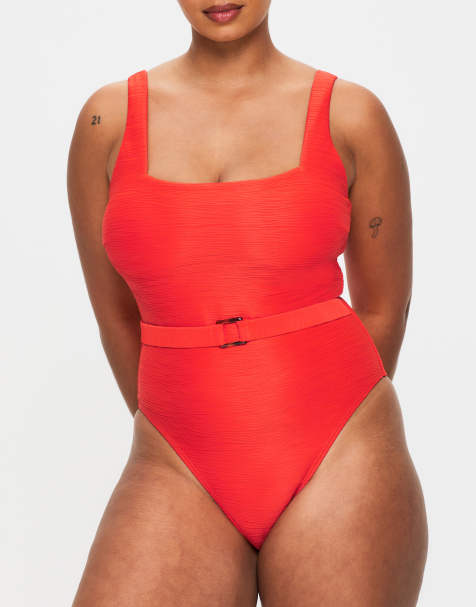 KBX Swim crinkle swimsuit in orange - view 1