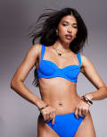 [KBX] KBX underwire v front bikini top with removable padding in cobalt blue 12 D Blue