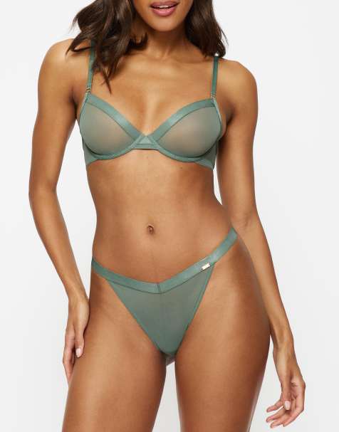KBX Zadie non pad plunge bra in green - view 1