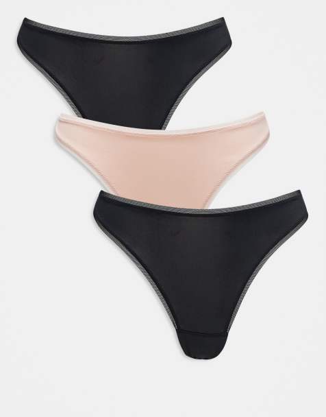 KBX micro 3 pack thong in black and nude