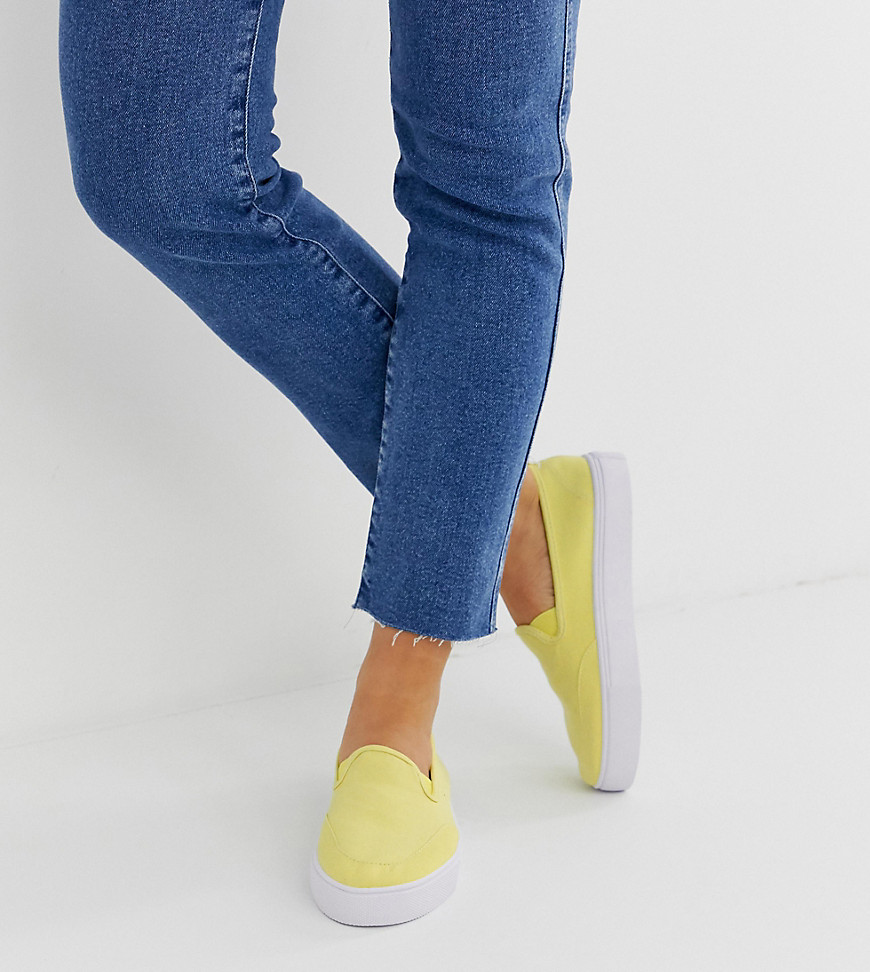 фото Кеды-слипоны лимонного цвета для широкой стопы asos design dexter-желтый