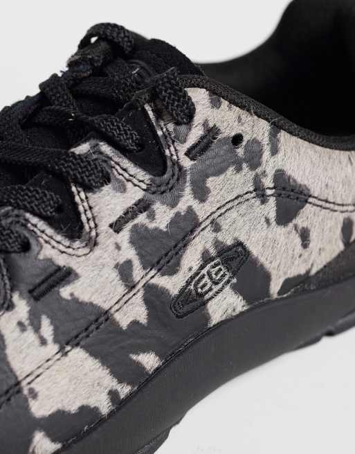 Keen Jasper brushed suede trainers in cow print, 3 of 5