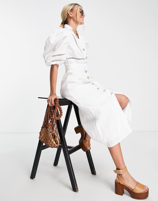 Keepsake Composer button down midi dress in white ASOS