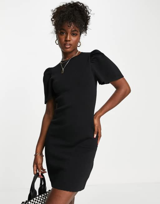 Black flute sleeve dress best sale