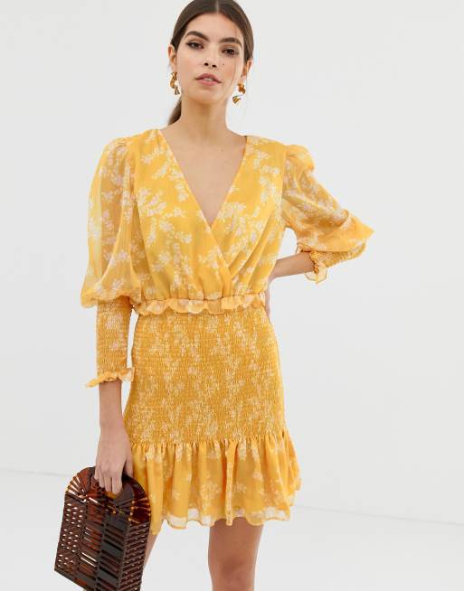 Keepsake Embrace mini dress in golden floral ASOS