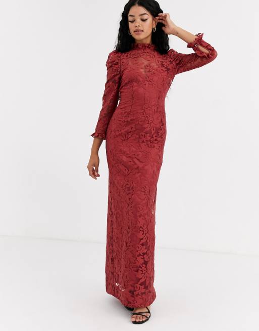 Rust lace maxi on sale dress