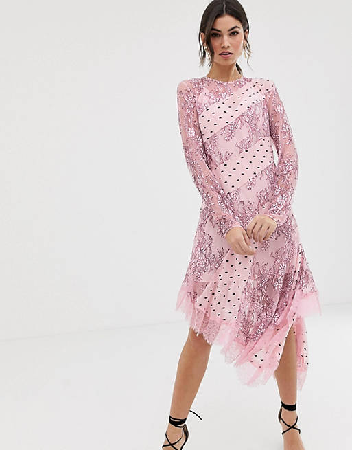 Keepsake Lace and Spot Midi Dress | ASOS