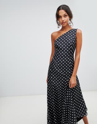 polka dot dress one shoulder
