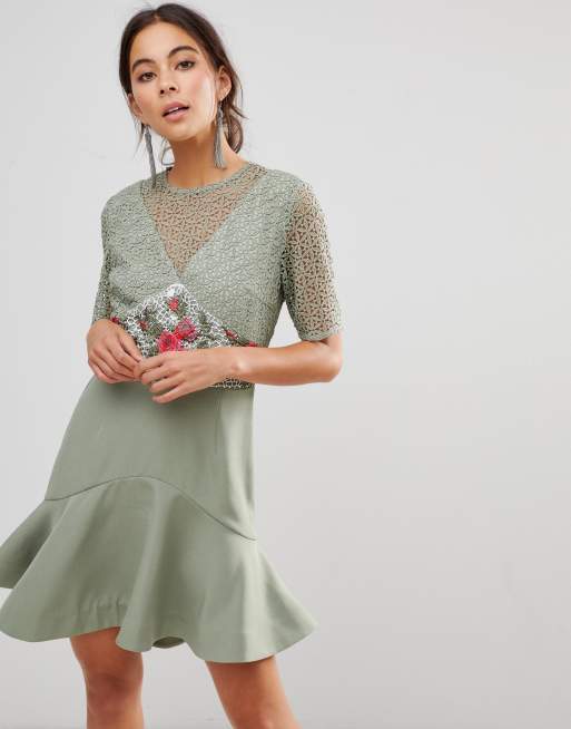 Keepsake Rosebud Embroiderey Mini Dress ASOS