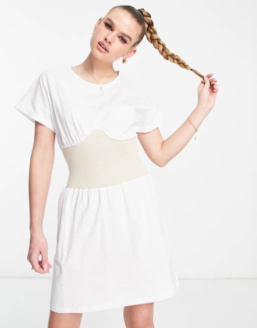 White corset 2025 t shirt dress