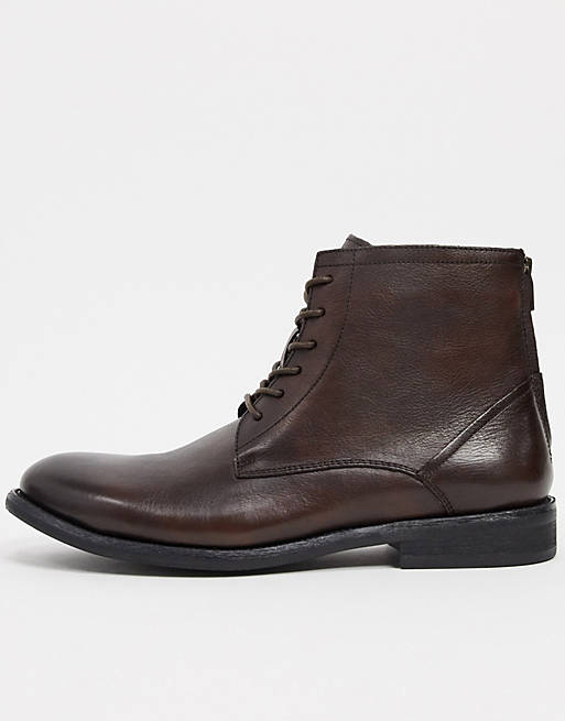 Kenneth Cole chester lace up boots in brown leather | ASOS