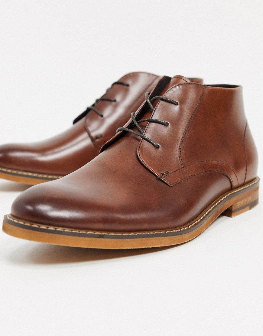 Kenneth Cole Dance chukka boots in cognac leather-Brown