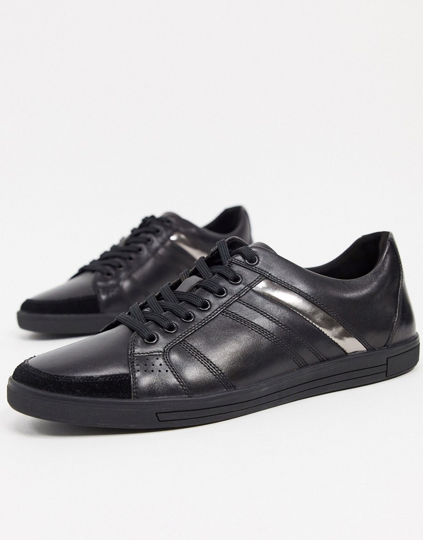 Kenneth Cole Initial Sneaker In Black Box Leather