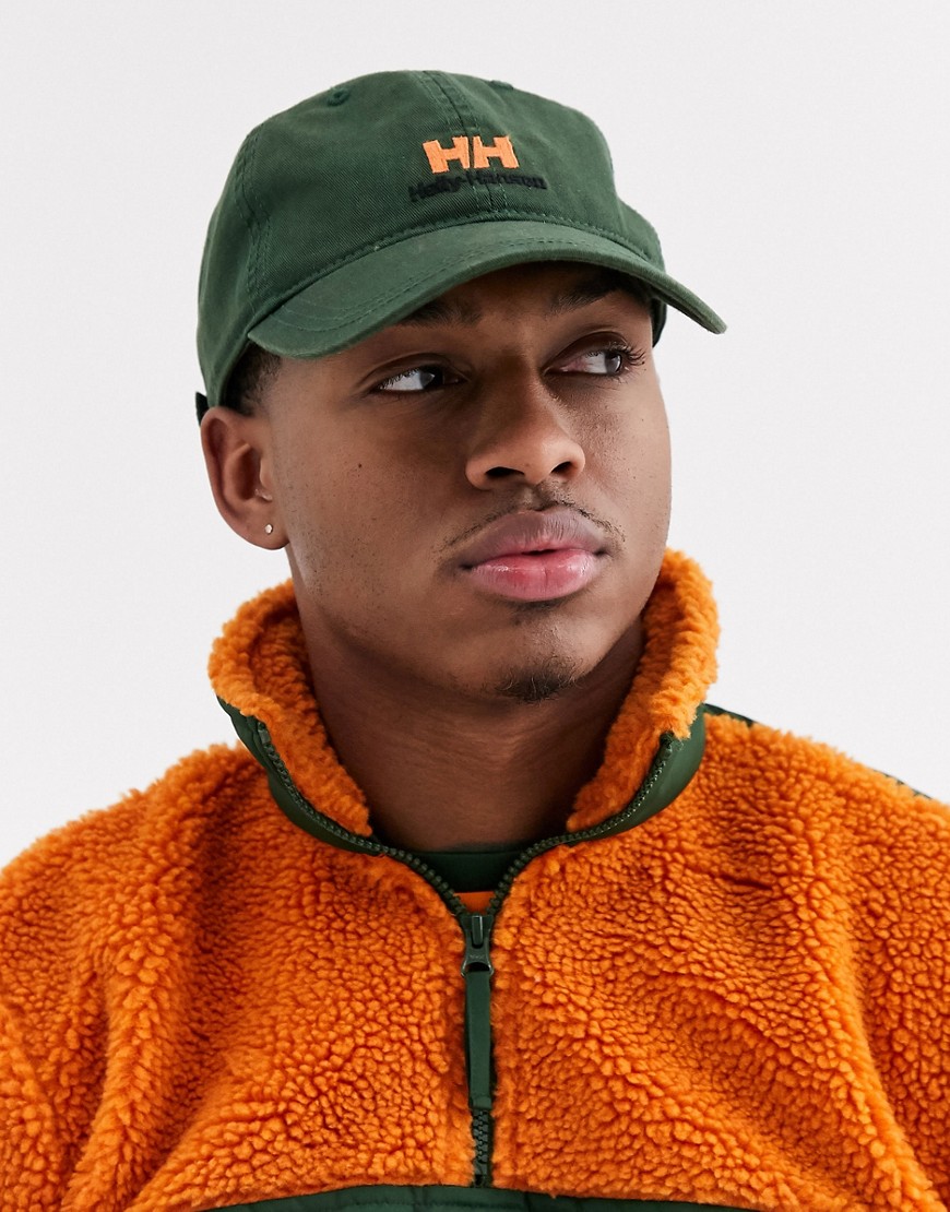 фото Кепка цвета хаки с оранжевым логотипом helly hansen-зеленый