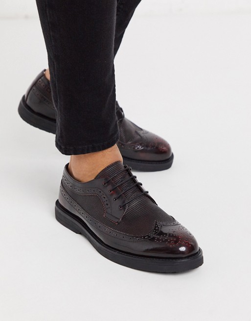 KG by Kurt Geiger brogue lace up chunky shoe in wine red