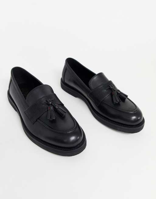 asos design mulled chunky loafers in black