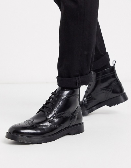 KG by Kurt Geiger lace up leather chunky boot in black