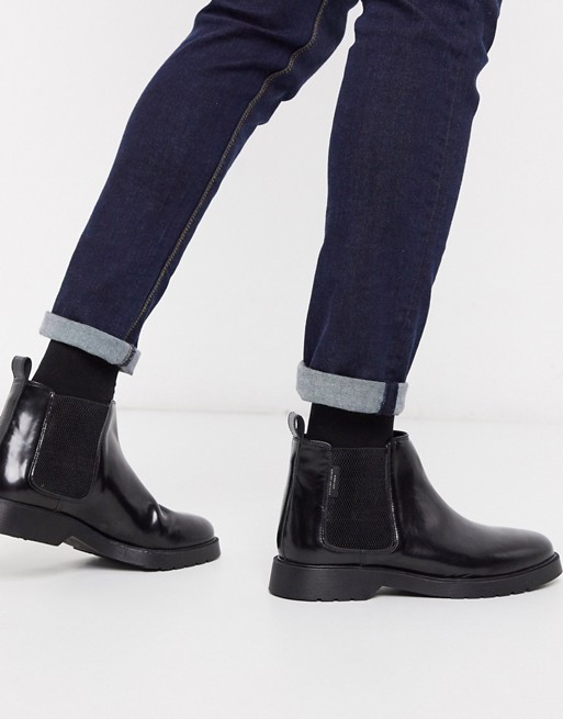 KG by Kurt Geiger leather chelsea chunky boot in black