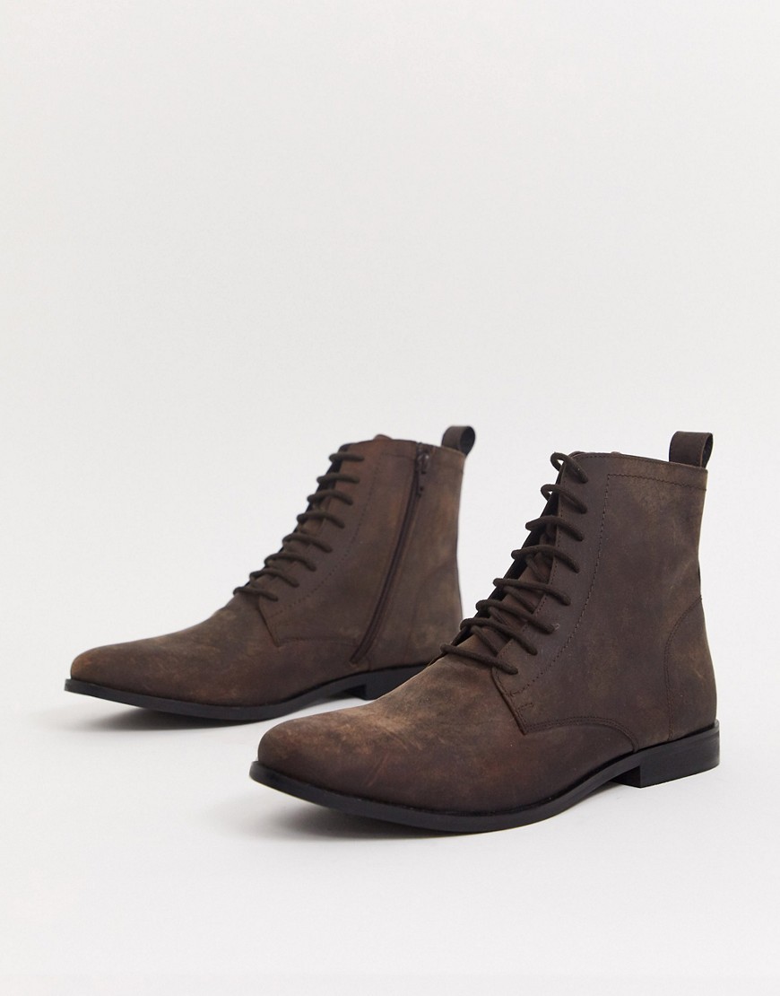 KG by Kurt Geiger Leather Lace Up Boots-Brown