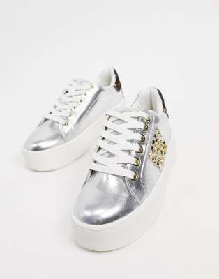 kurt geiger silver trainers