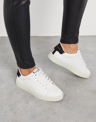 KG by Kurt Geiger Lister back tab trainer in white and black