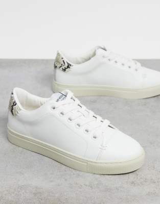 KG by Kurt Geiger Lister trainer in white with snake back tab