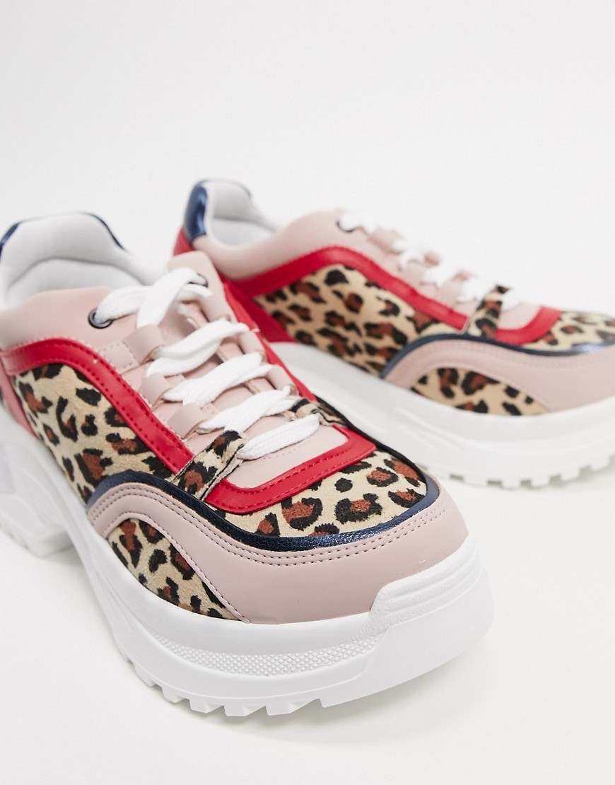 KG by Kurt Geiger lizzy chunky trainers in leopard mix-Multi