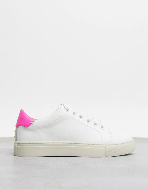 KG by Kurt Geiger London Lister back tab sneaker in white and pink