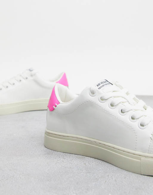 White trainers with pink back sale