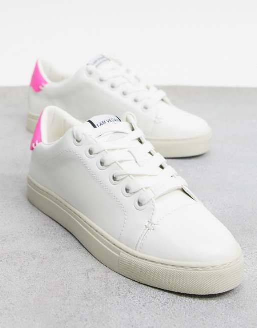 White trainers with pink back clearance