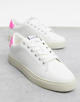 white trainers with pink back