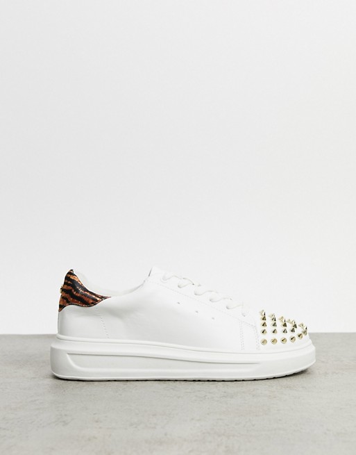 KG by Kurt Geiger lucky stud toe trainers in white