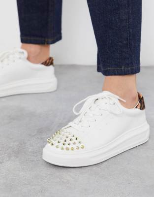 KG by Kurt Geiger Lucky studded flatform trainers in white | ASOS