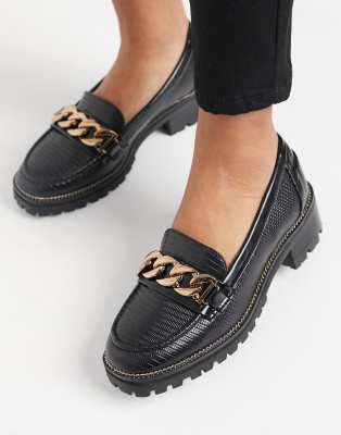black flatform loafers