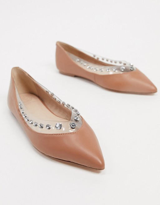 KG by Kurt Geiger miriam ballet flats with studs in blush leather