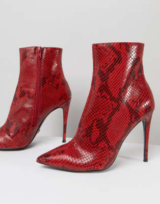 red snake print ankle boots