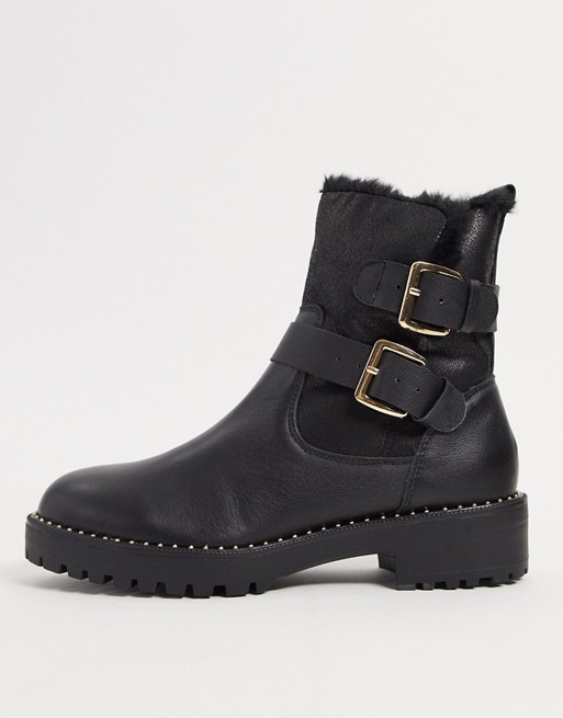KG by Kurt Geiger sybil double buckle ankle boots in black leather