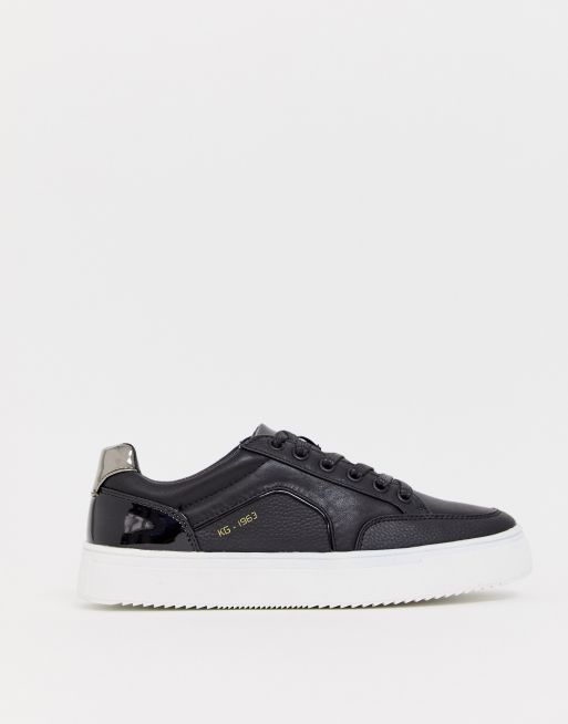 kurt geiger black leather trainers