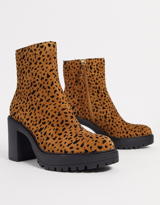 KG by Kurt Geiger tommy chunky heeled ankle boots in leopard suede